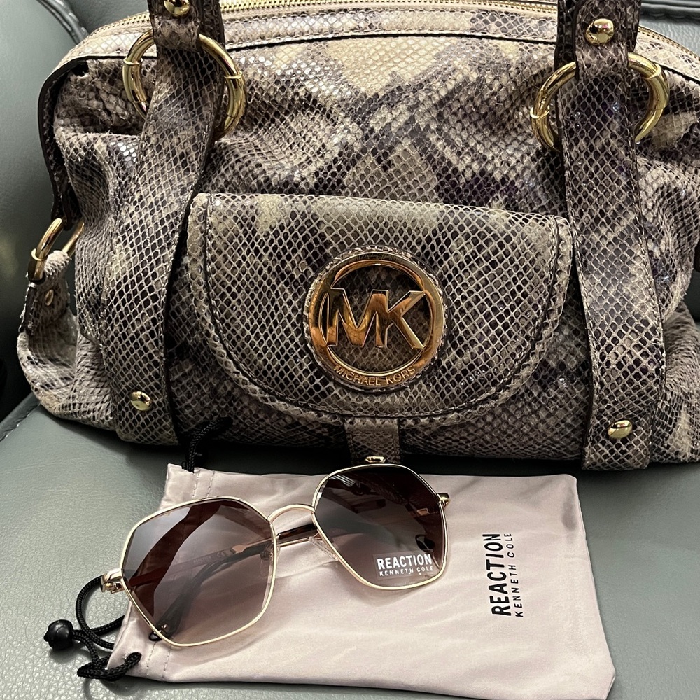 Michael Kors Black and Gray Satchel / Kenneth Cole sunnies bundle